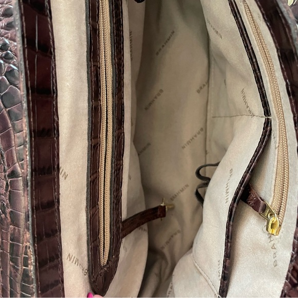 NWOT! BRAHMIN Brown Leather Satchel Purse - Picture 6 of 7